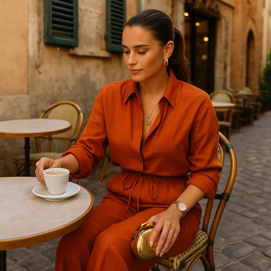 LUNA SET – MINIMALIST SHIRT & WIDE-LEG TROUSERS TWO-PIECE - Velmari