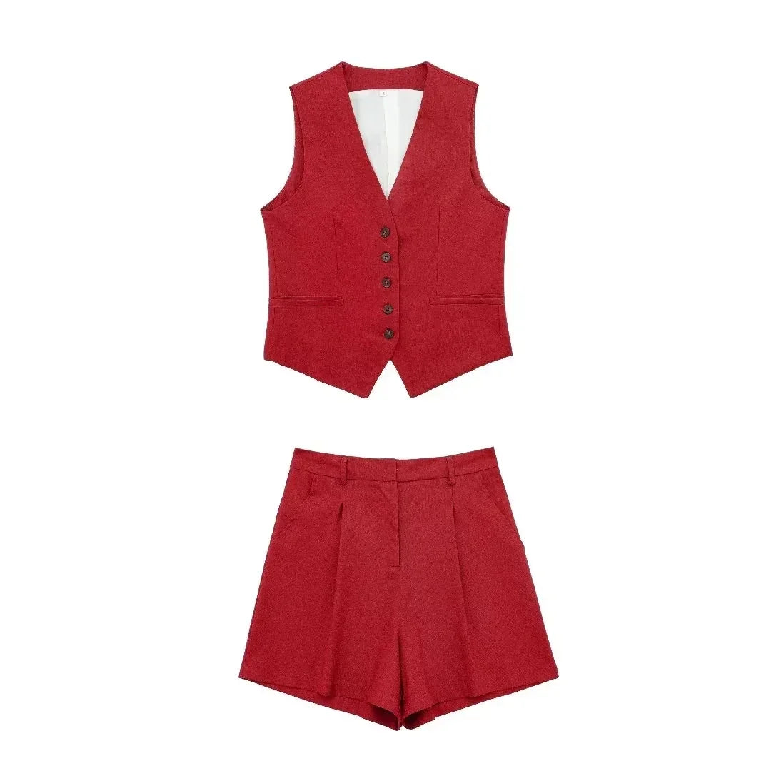 ELEGANCE WAISTCOAT & SHORTS SET – OFFICE CHIC - Velmari