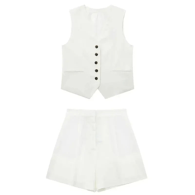 ELEGANCE WAISTCOAT & SHORTS SET – OFFICE CHIC - Velmari