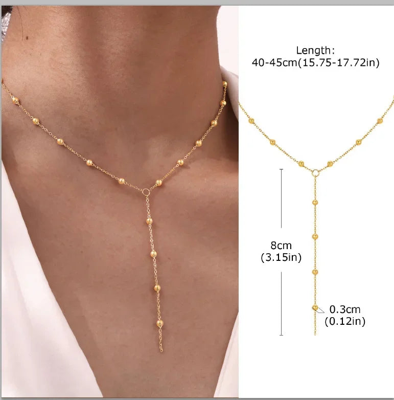 GOLDEN LARIAT NECKLACE – DAINTY Y-SHAPE PENDANT - Velmari
