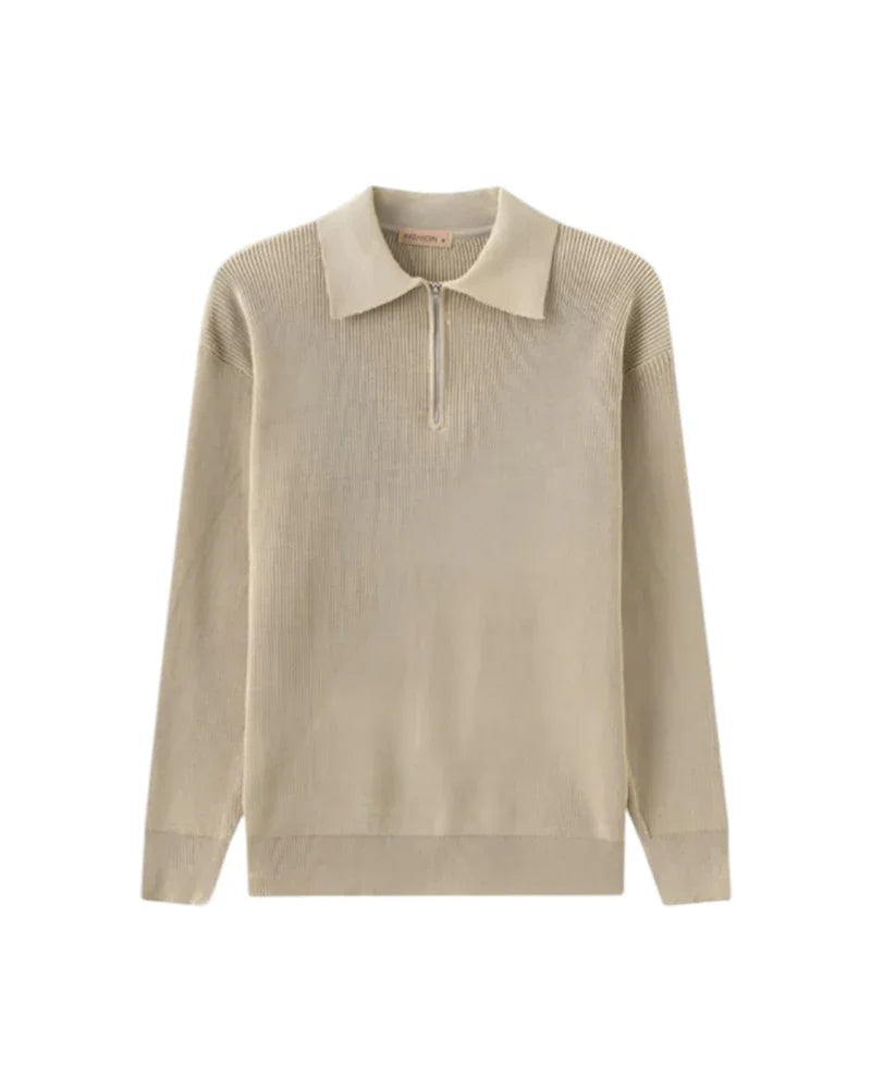 MEN'S RIBBED KNIT SWEATER HALF ZIP - Velmari