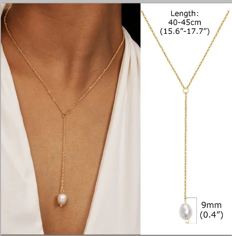 GOLDEN LARIAT NECKLACE – DAINTY Y-SHAPE PENDANT - Velmari