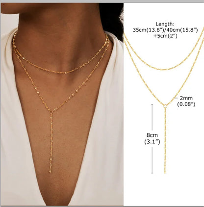 GOLDEN LARIAT NECKLACE – DAINTY Y-SHAPE PENDANT - Velmari