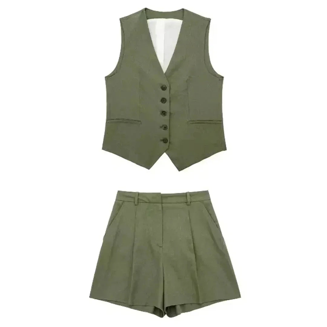 ELEGANCE WAISTCOAT & SHORTS SET – OFFICE CHIC - Velmari