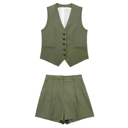 ELEGANCE WAISTCOAT & SHORTS SET – OFFICE CHIC - Velmari