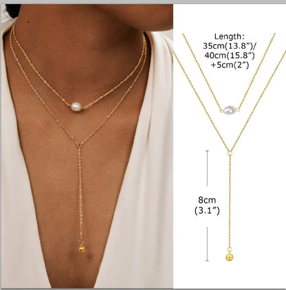 GOLDEN LARIAT NECKLACE – DAINTY Y-SHAPE PENDANT - Velmari