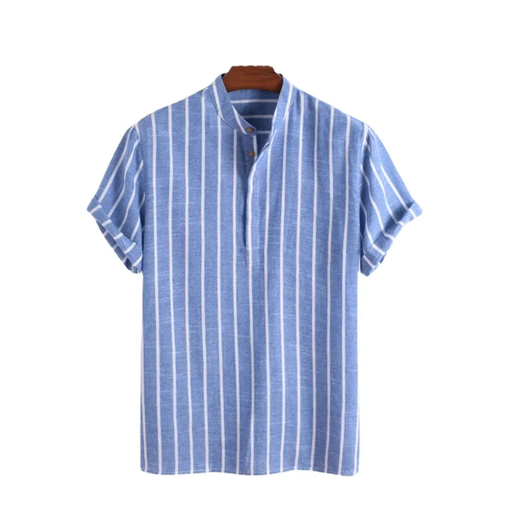 STRIPED SHORT SLEEVE RESORT SHIRT MEN - Velmari