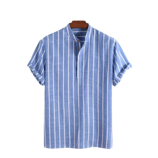 STRIPED SHORT SLEEVE RESORT SHIRT MEN - Velmari