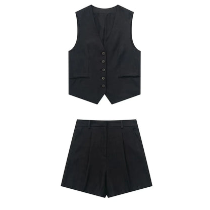 ELEGANCE WAISTCOAT & SHORTS SET – OFFICE CHIC - Velmari