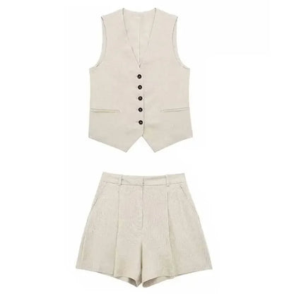 ELEGANCE WAISTCOAT & SHORTS SET – OFFICE CHIC - Velmari