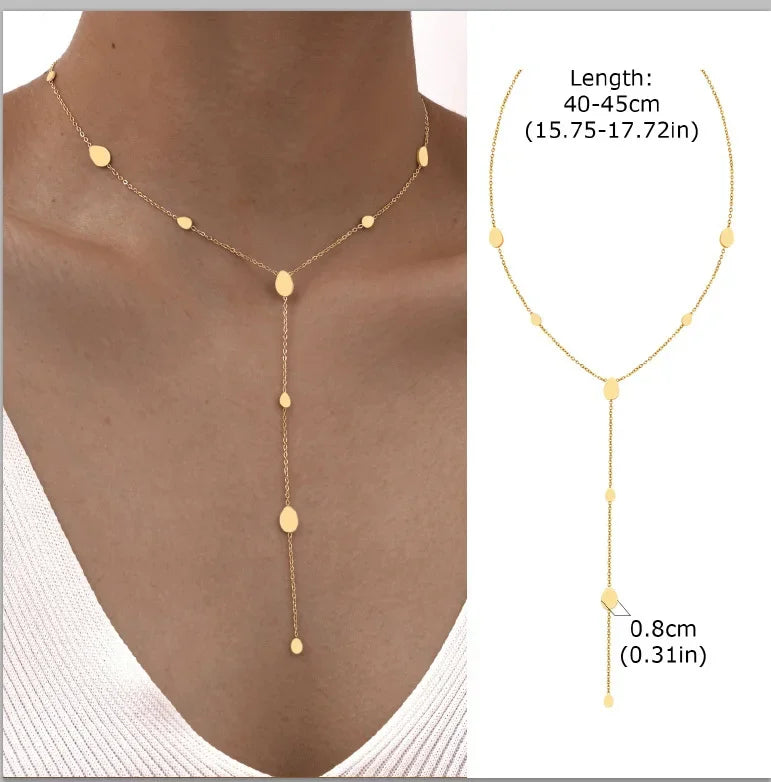 GOLDEN LARIAT NECKLACE – DAINTY Y-SHAPE PENDANT - Velmari