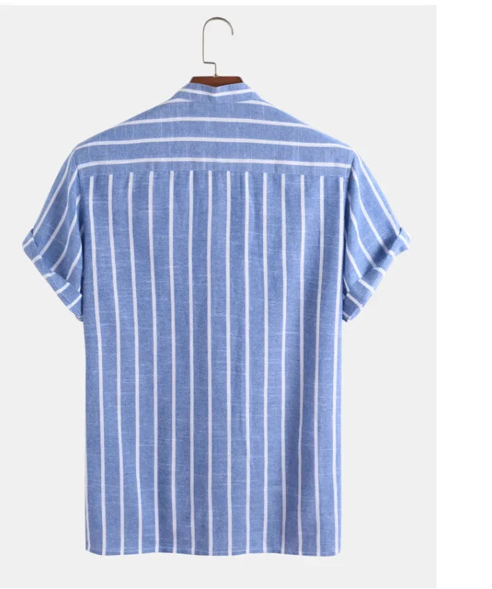 STRIPED SHORT SLEEVE RESORT SHIRT MEN - Velmari