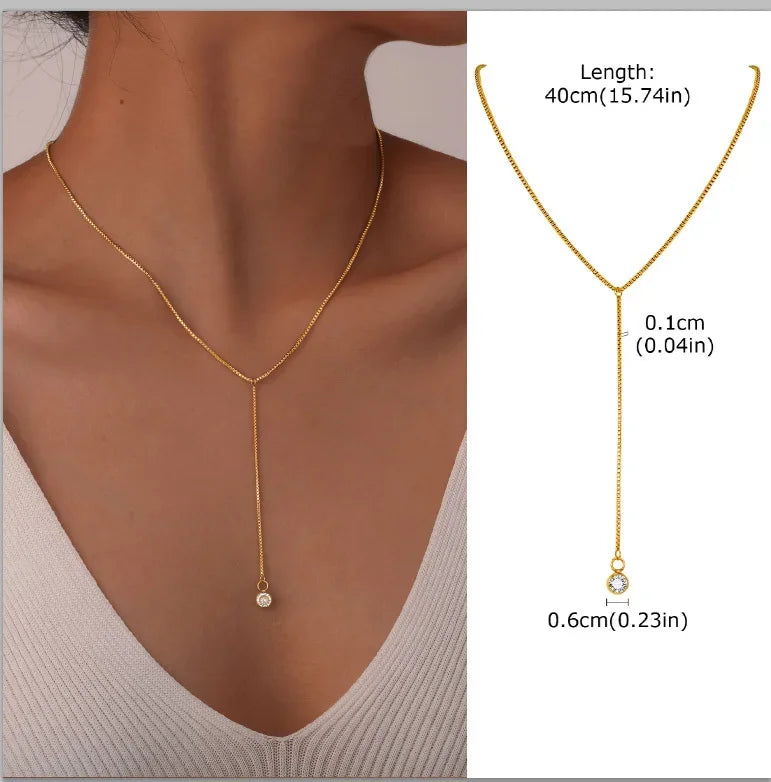 GOLDEN LARIAT NECKLACE – DAINTY Y-SHAPE PENDANT - Velmari