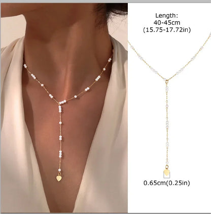 GOLDEN LARIAT NECKLACE – DAINTY Y-SHAPE PENDANT - Velmari