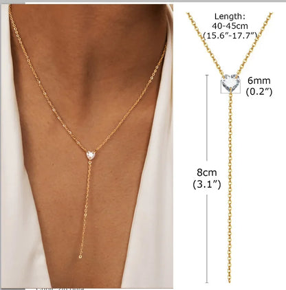 GOLDEN LARIAT NECKLACE – DAINTY Y-SHAPE PENDANT - Velmari