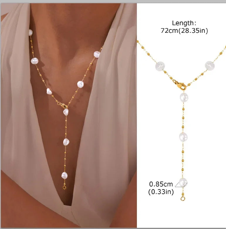 GOLDEN LARIAT NECKLACE – DAINTY Y-SHAPE PENDANT - Velmari