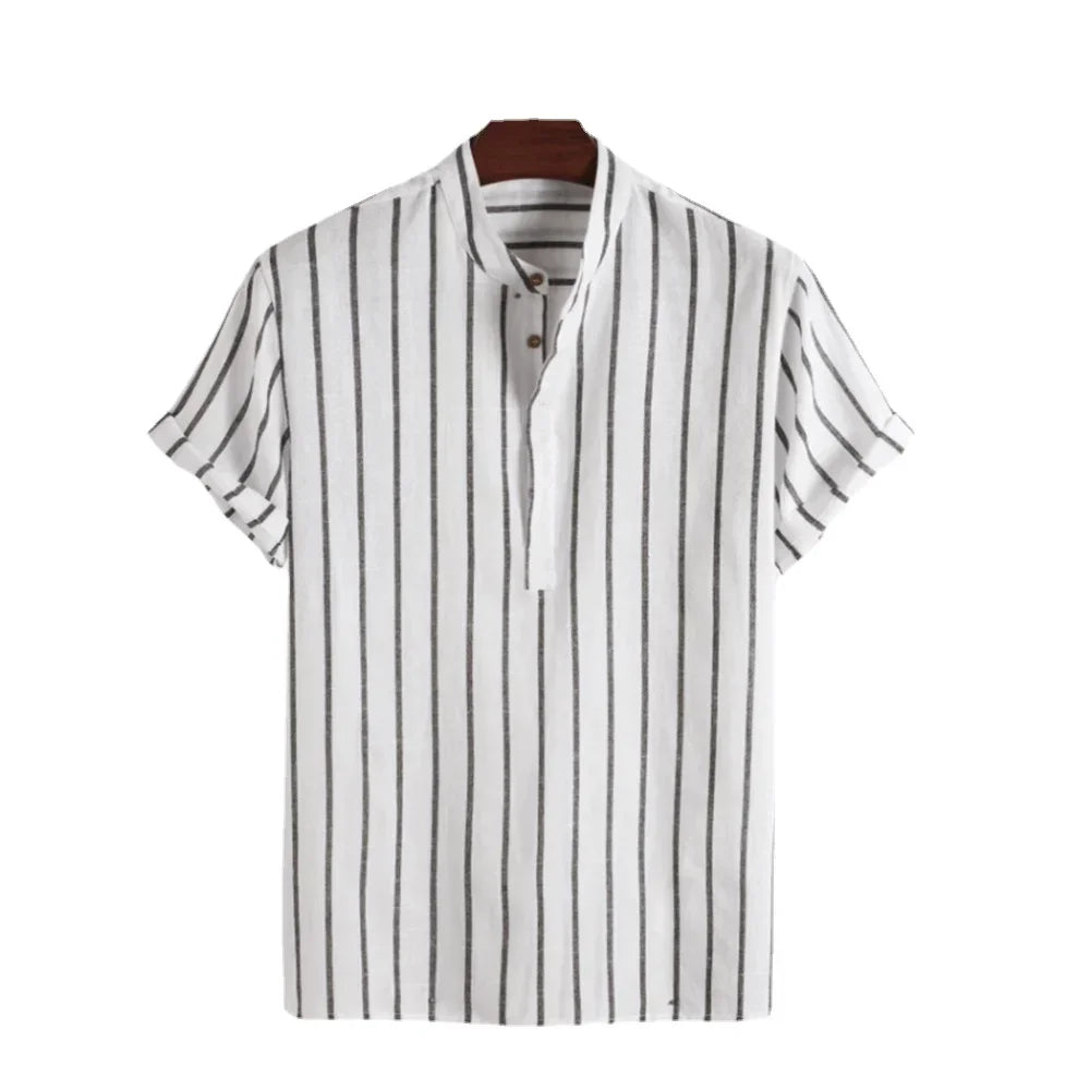 STRIPED SHORT SLEEVE RESORT SHIRT MEN - Velmari