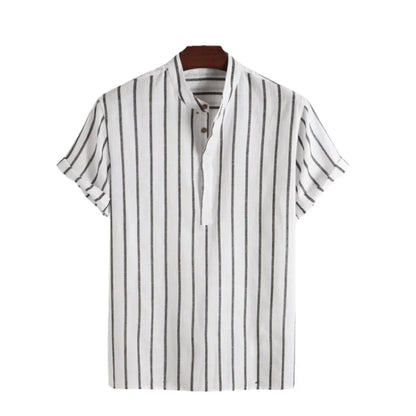 STRIPED SHORT SLEEVE RESORT SHIRT MEN - Velmari
