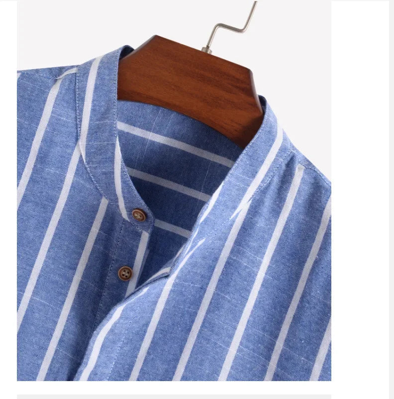 STRIPED SHORT SLEEVE RESORT SHIRT MEN - Velmari