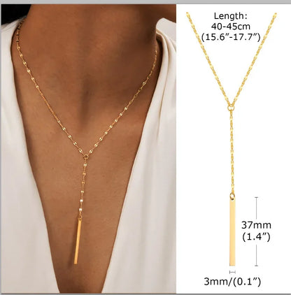 GOLDEN LARIAT NECKLACE – DAINTY Y-SHAPE PENDANT - Velmari