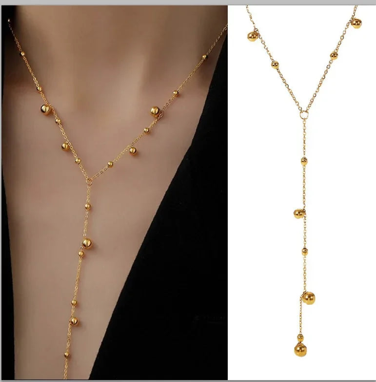 GOLDEN LARIAT NECKLACE – DAINTY Y-SHAPE PENDANT - Velmari