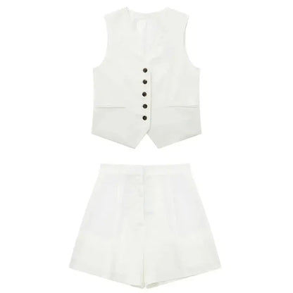 ELEGANCE WAISTCOAT & SHORTS SET – OFFICE CHIC - Velmari