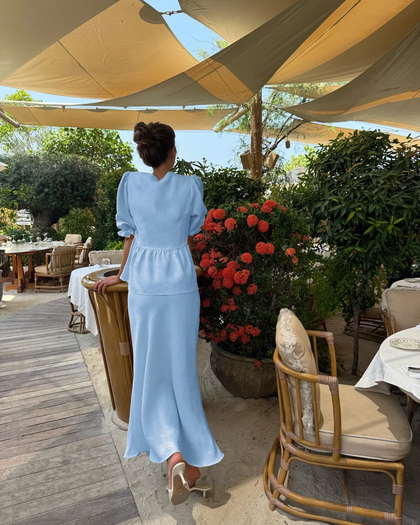 ISLA COTTON V-NECK SKIRT SET – SUMMER BREEZE - Velmari