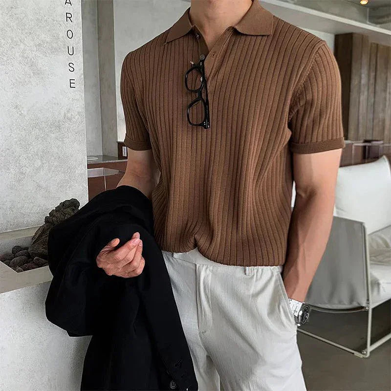 LORENZO KNIT POLO – MEN'S RETRO SHORT SLEEVE SHIRT - Velmari