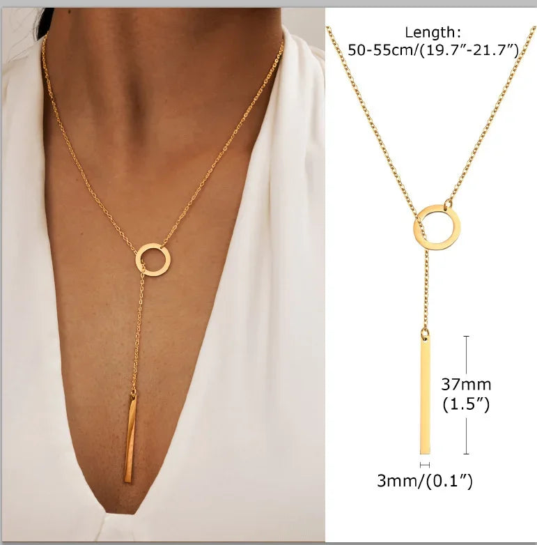 GOLDEN LARIAT NECKLACE – DAINTY Y-SHAPE PENDANT - Velmari