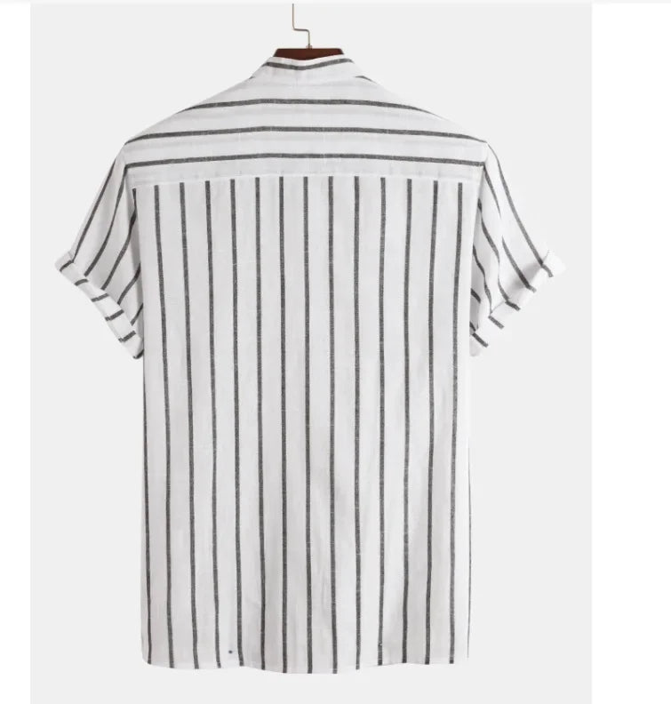 STRIPED SHORT SLEEVE RESORT SHIRT MEN - Velmari