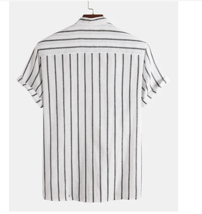 STRIPED SHORT SLEEVE RESORT SHIRT MEN - Velmari