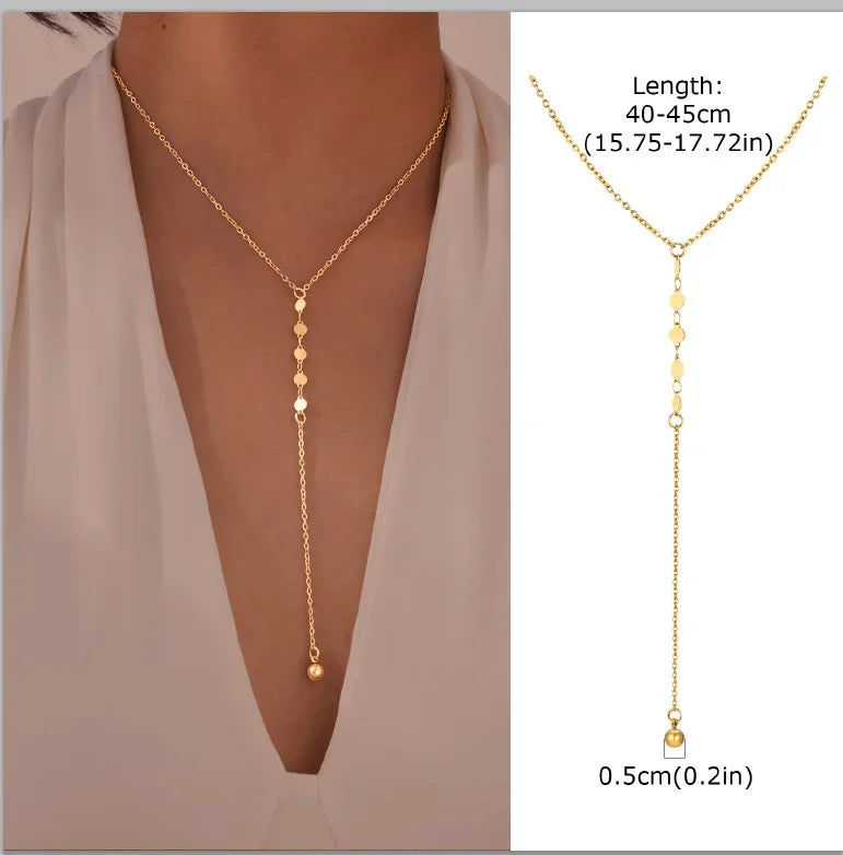 GOLDEN LARIAT NECKLACE – DAINTY Y-SHAPE PENDANT - Velmari