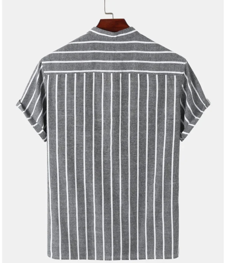 STRIPED SHORT SLEEVE RESORT SHIRT MEN - Velmari