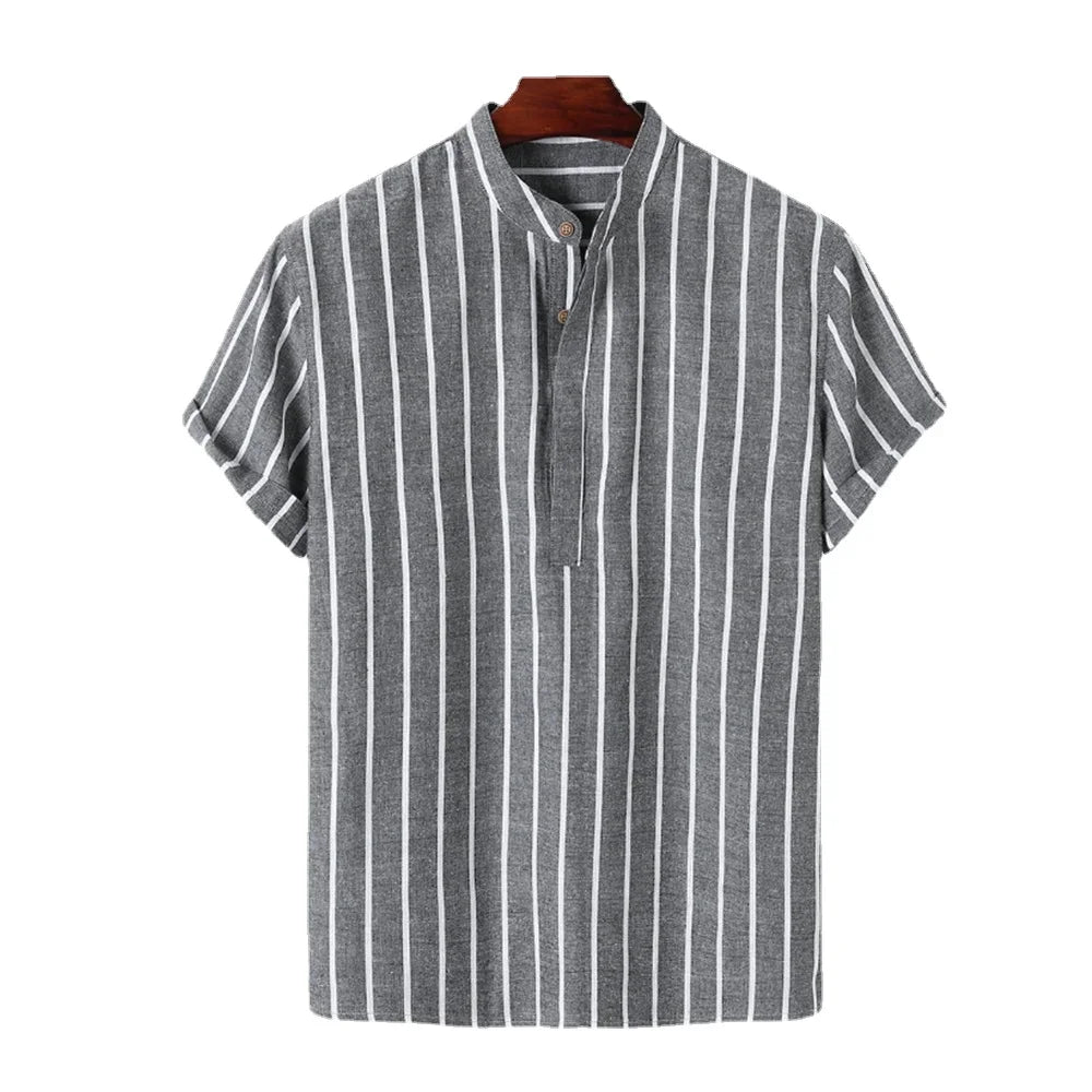 STRIPED SHORT SLEEVE RESORT SHIRT MEN - Velmari