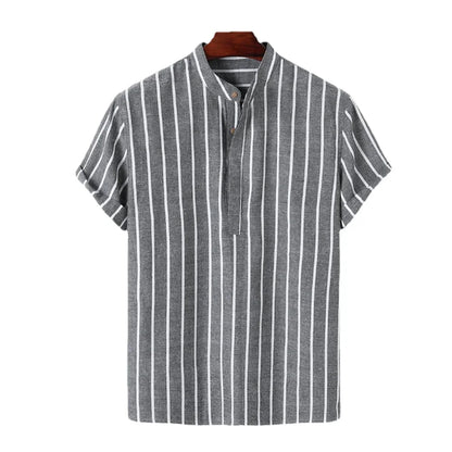 STRIPED SHORT SLEEVE RESORT SHIRT MEN - Velmari