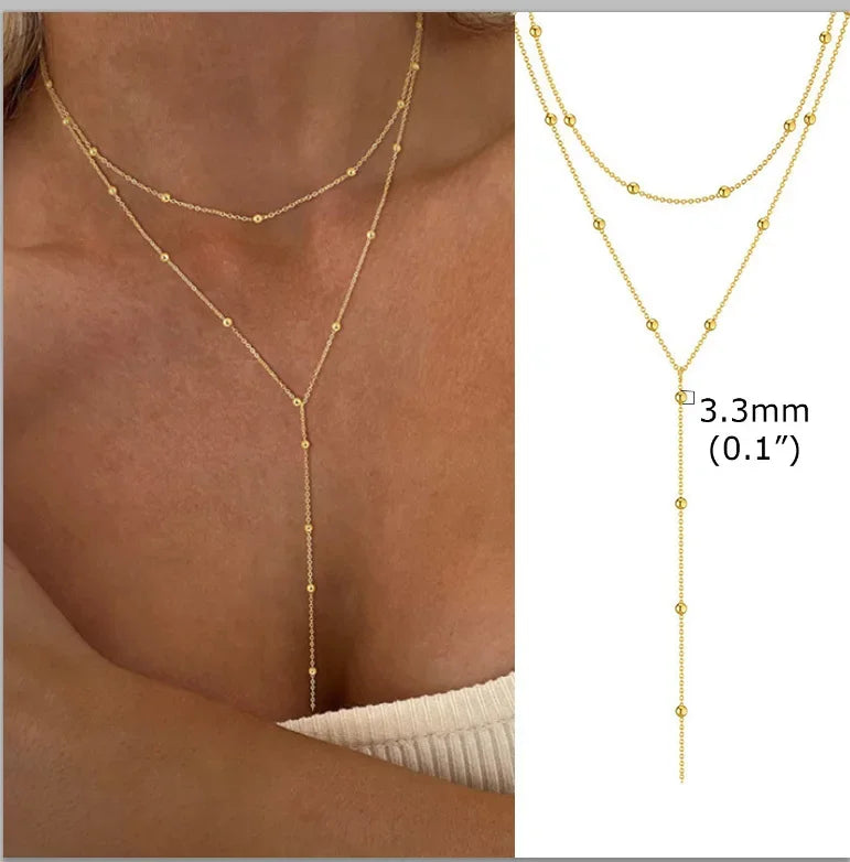 GOLDEN LARIAT NECKLACE – DAINTY Y-SHAPE PENDANT - Velmari