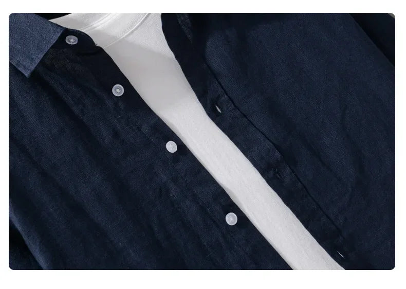 BELMONTE LINEN LONG-SLEEVE SHIRT - Velmari